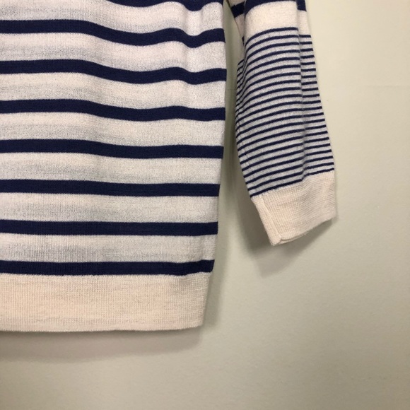 Fossil cream navy striped wool sweater small - Picture 7 of 8